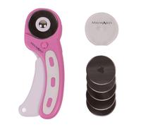 Milward 45mm Rotary Cutter & 5 Spare Blades, Ergonomic Handle with Safety Lock, Left & Right-Handed Fabric, Leather, Crafting, Sewing, Quilting, Fabric Rotary Cutter, Pink & White