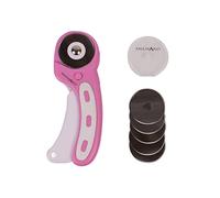Milward 45mm Rotary Cutter & 5 Spare Blades, Ergonomic Handle with Safety Lock, Left & Right-Handed Fabric, Leather, Crafting, Sewing, Quilting, Fabric Rotary Cutter, Pink & White