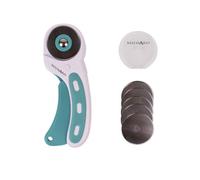 Milward 45mm Rotary Cutter With 5 Blades - Ergonomic, Safety Lock, Left & Right-Handed, Aqua & White