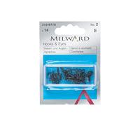 MILWARD Brass Hook & Eye Fasteners, Black, No.2