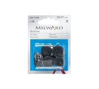 MILWARD Buttons, Grey, 15 & 17mm