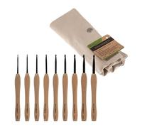 Milward Crochet Hook Set - Smooth Beech Handles Aluminium Hooks, 2,2.5,3,3.5,4,4.5,5,5.5 and 6mm, 100% Cotton Hard Zippered Case, Grey