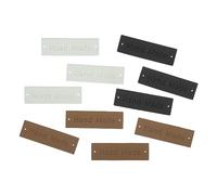 Milward Faux Leather Labels - Foldable Embossed Tags for Garments, Gifts, Sewing, Knitting - 4 x Tan 3 x Dark Grey 3 x White - 10pcs 1.5 x 5cm