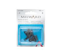 MILWARD Hook & Bar Fasteners, Steel, Black, 12mm