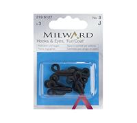MILWARD Hooks & Eyes Fasteners, Fur/Coat, Black, No.3