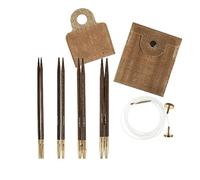 Milward Interchangeable Knitting Needle Set - Jute Pouch for Pins and Cables, Stoppers, Connector - 100% Jute Popper Case - 10.5cm x 3,4,4.5,5mm