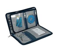 Milward Interchangeable Needle Case Only - Pockets for Pins Crochet Hooks Accessories - 100% Cotton Hard Zippered Case Only - Denim, Blue