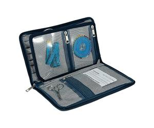 Milward Interchangeable Needle Case Only - Pockets for Pins Crochet Hooks Accessories - 100% Cotton Hard Zippered Case Only - Denim, Blue