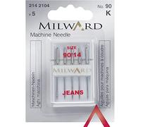Milward Jeans Sewing Machine Needles, Silver, 90/14