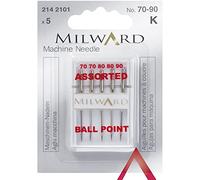 Milward Jersey Sewing Machine Needles, Silver, 70/10, 80/12, 90/14