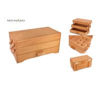 Milward Medium Cantilever Craft Box Pine Wood Sewing Storage - 17 x 37 x 22.6cm
