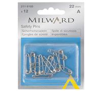 MILWARD Safety Pins, Silver, 22mm, 12 Pieces