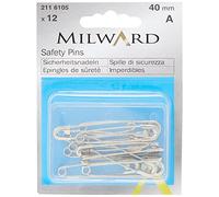 MILWARD Safety Pins, Silver, 40mm, 12 Pieces