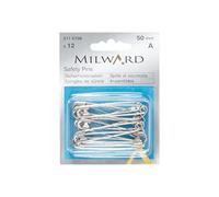 MILWARD Safety Pins, Silver, 50mm, 12 Pieces