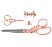 Milward Premium Scissors Gift Set - Includes Dressmaking Shears, Embroidery Scissors, Thimble and Pearl Headed Pins, Rose Gold