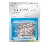 MILWARD Straight Sewing Pins, Silver, 32mm, 25g