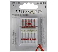 Milward Universal Sewing Machine Needles, Silver, 60/8, 70/10, 80/12