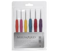 MILWARDS 2232509 Crochet Hook Set: Soft-Grip Rubber Handles: Set of 6, Rainbow, 2.5,3,3.5,4,4.5,5 mm