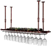 MILWPC Upside down wine rack, Hanging Wine Glass Rack, Ceiling Decoration Wine Glass Rack,Adjustable Height and Width for Bars, Restaurants, Kitchens Stemware (bronze, 100 cm x 30 cm)