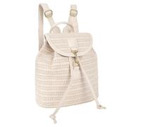 MilyaDE Straw Backpack Beach Bag Handmade Daypack Drawstring Bohemian Shoulder Bag for Women Travel Holiday, Ba-beige white, 28*13*28cm, Casual