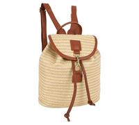 MilyaDE Straw Backpack Beach Bag Handmade Daypack Drawstring Bohemian Shoulder Bag for Women Travel Holiday, Ba-khaki brown, 28*13*28cm, Casual