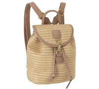 MilyaDE Straw Backpack Beach Bag Handmade Daypack Drawstring Bohemian Shoulder Bag for Women Travel Holiday, Ba-khaki, 28*13*28cm, Casual