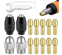 MILYARD Drill Chuck Collet Set for Dre-mel, 16 Pcs Replacement Kit with 4485 Brass Collet, 4486 Keyless Chuck and Metal Nut for 1/32” (0.8mm) to 1/8” (3.2mm) Shank Rotary Tool Accessories