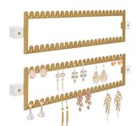 milylove 2 Tier Earring Holder Organizer Wall Mounted,2PCS Metal Earring Display Storage with 96 Holes and 92 Grooves Hanging Jewelry Organizer Tree for Stud/Hoop/Dangle Earrings Necklace（Gold）
