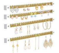 milylove Earring Organizer Wall Mounted Earring Holder Hanging Jewelry Organizer Display for Stud/Hoop/Dangle Earring Necklace Bracelet Ring (4, Gold)