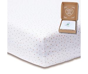 mimaDu Gots Organic Premium Fitted Sheet for Babies, 140 x 70 cm, Multi-colored (Polka Dots), Cotton