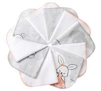 mimaDu Molton Cloths Baby Face Cloths White, Baby Towels Cotton, Baby Towel Set Baby Cloths Cotton,Children's Face Cloths Set of 10 Oeko-Tex, 25 x 25 cm - Pink Rabbit