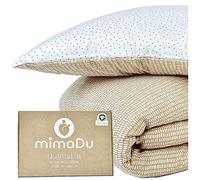 mimaDu Organic Baby Duvet Cover 100 x 135 cm, Pillow case 60x40 cm, Children's Bed Linen 100 x 135 cm, Children's Quilt Cover 100 x 135 cm Cotton, GOTS and Oeko-Tex 100 Certified (Sandset)