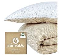 mimaDu Organic Baby Duvet Cover 80 x 80 cm Baby Bed Linen 80 x 80 Pillow Case 35 x 40 cm Baby Bedding 80 x 80 cm Set Baby Blanket Cover Bedding for Pram, 100% GOTS Organic Cotton (SandSet)