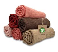 mimaDu Organic Burp Cloths Muslin 25 x 25 Baby Washcloths Cotton Baby Washcloth Baby Muslin Cloth Baby Organic Cotton GOTS Burp Cloth Baby, Super Soft, Absorbent (Blossom)