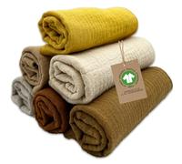 mimaDu Organic GOTS Burp Cloths Organic 25 x 25 cm Baby Washcloth Baby Muslin Cloth Baby Mini Muslin Cloths for Baby Care, Small Towels 100% Organic Cotton Super Soft and Absorbent (Desert)
