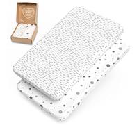 mimaDu Premium Co-Sleeper Fitted Sheet 90x55, 90x50, 89x49 cm - Baby Bed Sheet, Bassinet Fitted Sheet, Crib Sheet, Baby Mattress Cover, 100% OEKO-TEX Cotton (Dots & Dashes)
