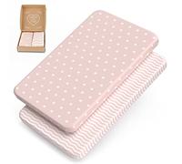 mimaDu Premium Co-Sleeper Fitted Sheet 90x55, 90x50, 89x49 cm - Baby Bed Sheet, Bassinet Fitted Sheet, Crib Sheet, Baby Mattress Cover, 100% OEKO-TEX Cotton (Dusty Pink)