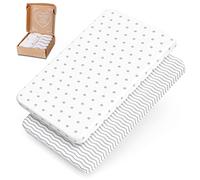 mimaDu® Premium Fitted Sheet Pram, Bassinet Cover Suitable for Medium Baby Beds, Fitted Sheet, Side Cot, 50 x 83, 90 x 40, 90 x 45 cm, 100% Oeko-Tex Cotton (Zigzag Dots)