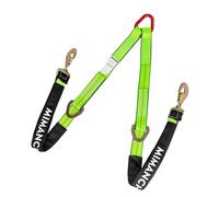 Mimanchi Axle V-Bridle Strap 2" x 4',1 Pack, Heavy Duty Recovery Tow Strap with w/Snap Hooks,Cordura Sleeve,D Ring Middle,for Car Hauler,Rollback,and Flat Bed,Tow Truck
