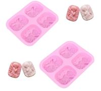Mimdixy 2 PCS 3D Angel Pattern Silicone Mold, 4 Cavities Silicone Soap Mold Pink Fondant Mold for DIY Craft Tool Cake Chocolate