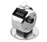 Mimdixy Clicker Counter,Stainless Steel Hand Tally Counter, 4 Digit 0000-9999 Manual Hand Clicker Mechanical Palm Click for Counting Numbers, Coaching, Sports Events Count (Thickened Metal with Base)