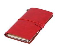 Mimdixy Leather Journal Notebook, Vintage Refillable Journey Diary PU Leather Pocket Notebook, Travelers Journal Writing Journals Leather Bound Daily Notepad for Writing, Gifts, Travelers (Red)
