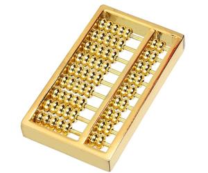 Mimdixy Mini Brass Abacus, 9 Gears Chinese Math Calculating Tool Vintage Style Educational Math Learning Tool for Living Room, Bedroom, Coffee Table, Office, 4.5 x 0.5 x 2.5cm