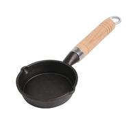 Mimdixy Mini Frying Pan, Non Stick Egg Pan for Breakfast, Omelets | Cast Iron Skillets, 3.9in Small Frying Pans with Double Drip Spout and Wood Handle for Stove, Oven