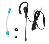 Mimdixy Single Ear Headset with Microphone, 3.5mm Customer Service Headphone Wired Noise Cancelling Lightweight Monaural Earpiece Headset for Call Center Office (Type-C)