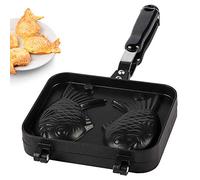 Mimdixy Taiyaki Japanese Fish Shaped Pancake Double Pan, Waffle Cake Maker Fish Shaped Pancake Double Pan Mold with Long Handle for Home DIY Cooking Party Dessert