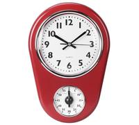 Mimdixy Vintage Wall Clock, 2 in 1 Round Silent Time Display and Cooking Timer Big Watch Hanging Clock Battery Operated with Home Kitchen Timer for Practical Decoration