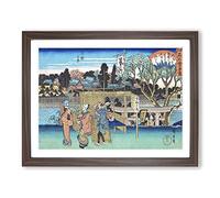 Mimeguri No Kei By Utagawa Hiroshige Asian Japanese Framed Print | A3 Walnut Framed Wall Art | Ready to Hang | Asian Nature Picture | Living Room Bedroom Lounge Office