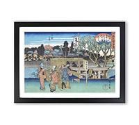 Mimeguri no Kei by Utagawa Hiroshige Framed Print | A2 Black Framed Wall Art | Ready to Hang | Asian Nature Picture | Living Room Bedroom Lounge Office