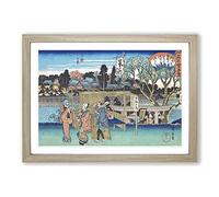 Mimeguri no Kei by Utagawa Hiroshige Framed Print | A2 Oak Framed Wall Art | Ready to Hang | Asian Nature Picture | Living Room Bedroom Lounge Office